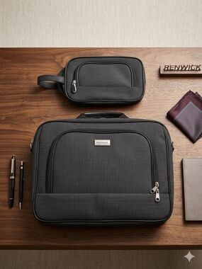 🆕RENWICK 2-Piece Travel Set 16x12 Carry-On Laptop Bag & Matching Toiletry Case